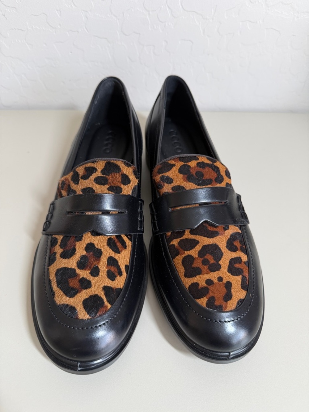 ECCO Women's Classic 15 Leopard Leather Penny Loafers new SZ 9